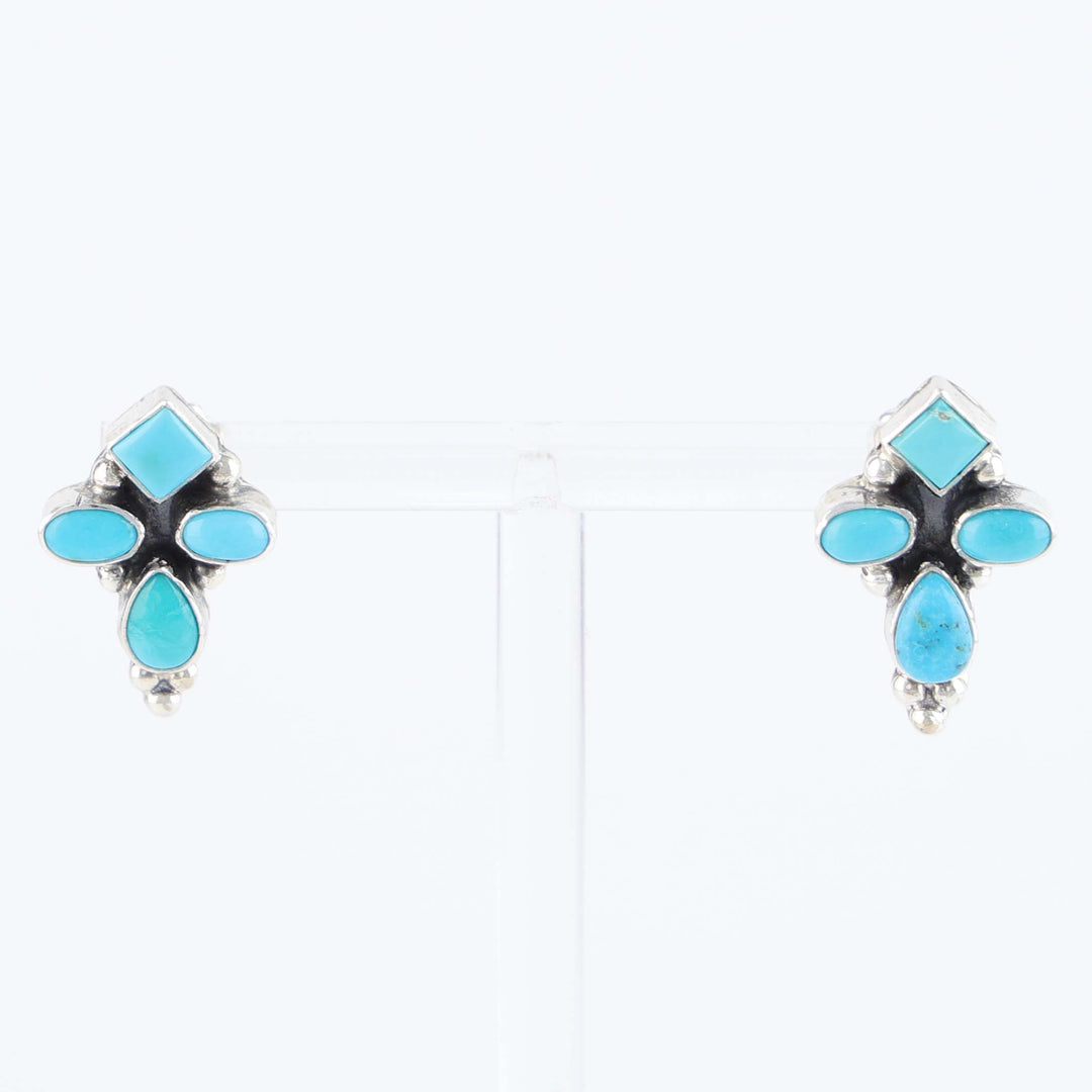 Sleeping Beauty Turquoise Cross Post Earrings