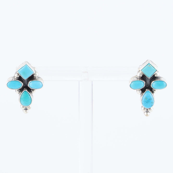 Sleeping Beauty Turquoise Cross Post Earrings