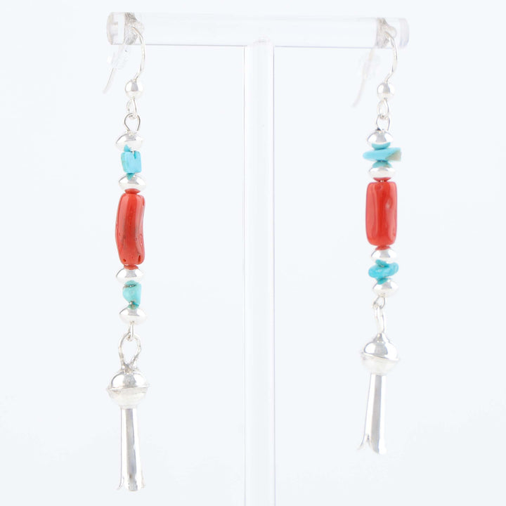 Navajo Coral and Turquoise Earrings