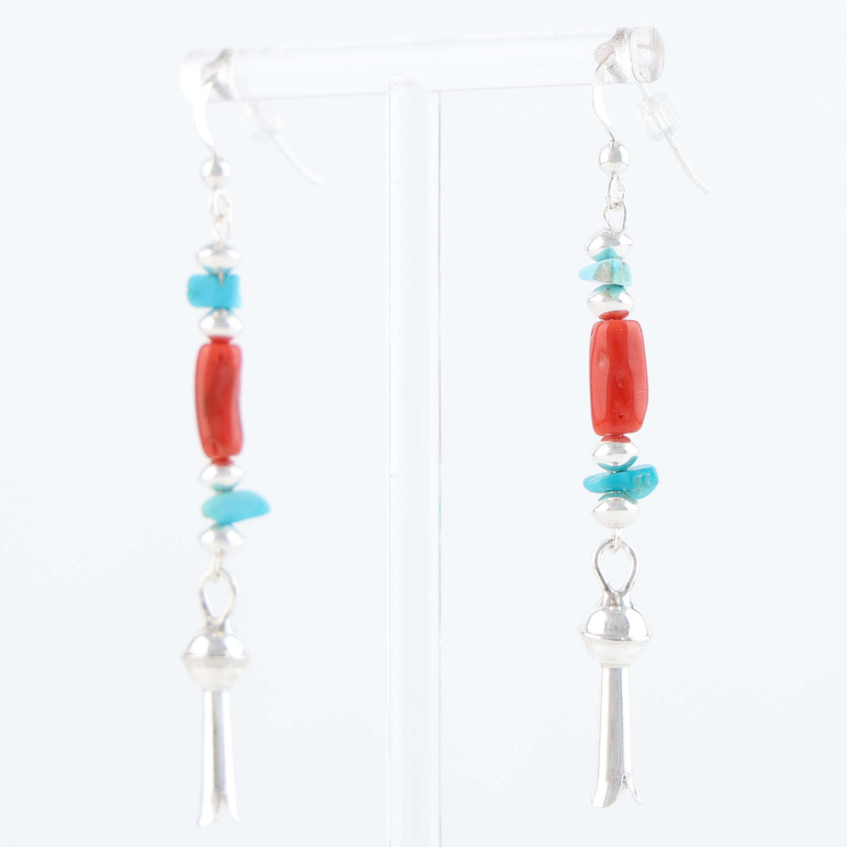 Navajo Coral and Turquoise Earrings by Hailee Tabaha