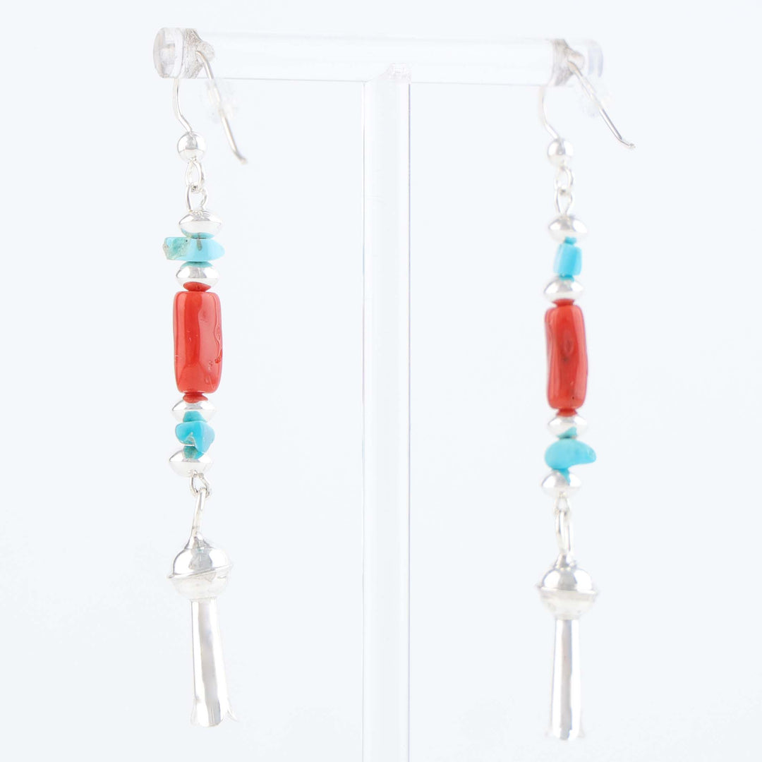 Navajo Coral and Turquoise Earrings