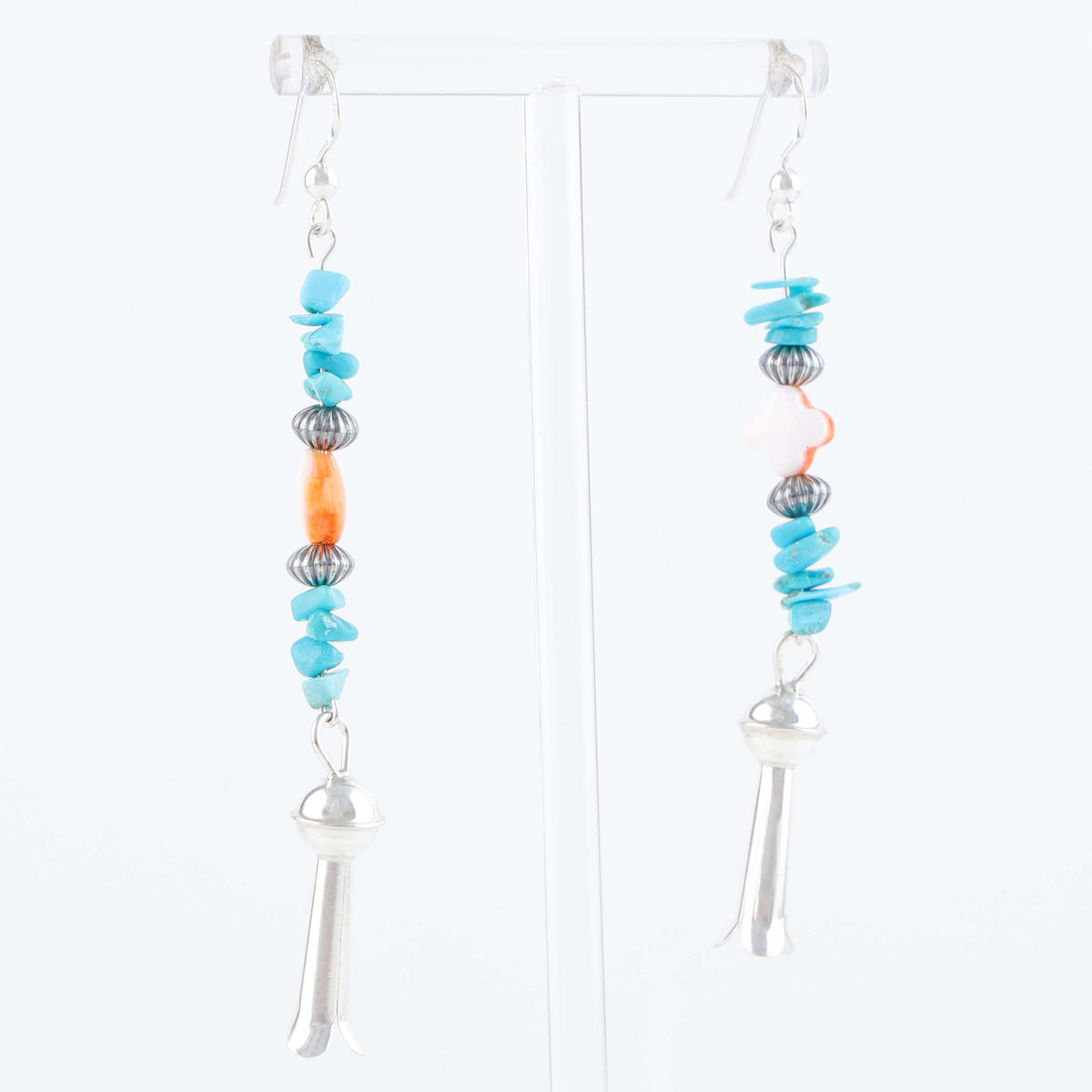 Navajo Turquoise and Spiny Oyster Shell Earrings by Hailee Tabaha