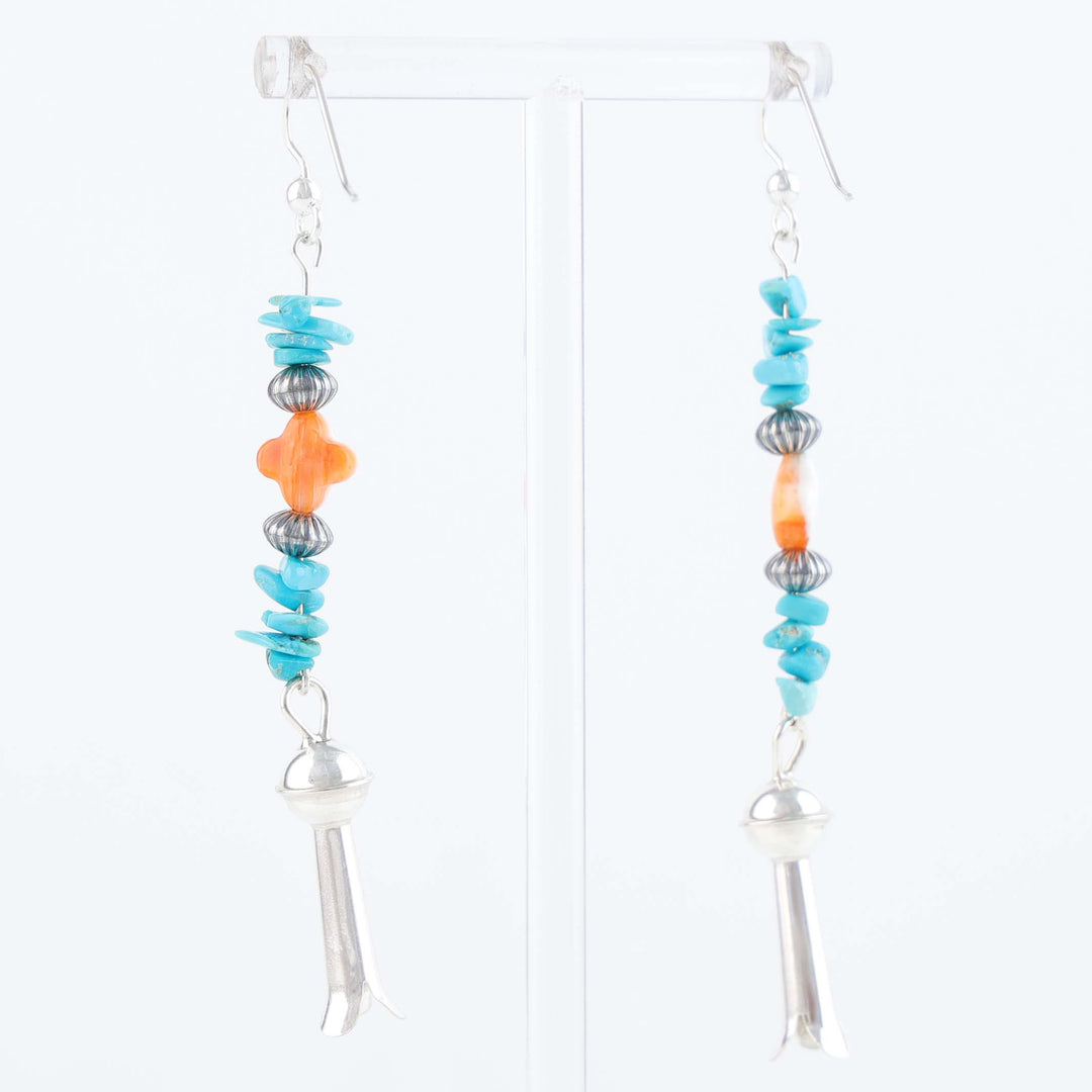 Navajo Turquoise and Spiny Oyster Shell Earrings