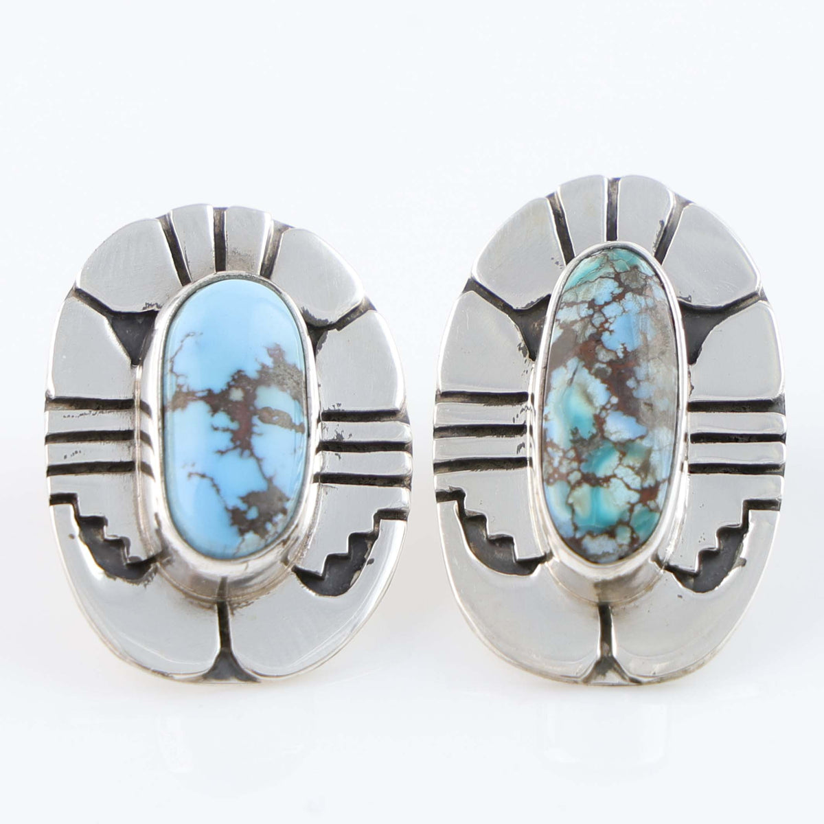 Navajo Golden Hills Turquoise Earrings by Leonard Nez