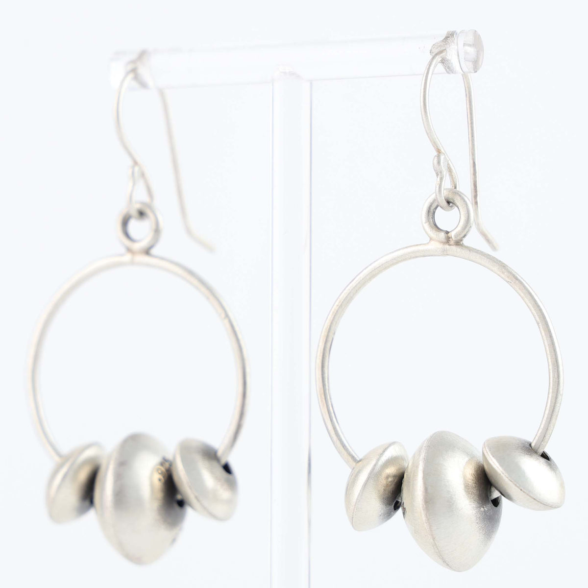 Navajo Silver Bead Earrings by Morris Muskett