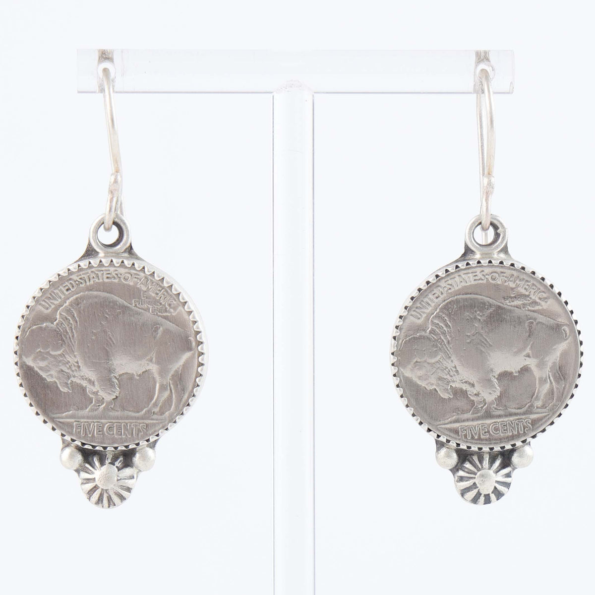 Navajo Buffalo Nickel Earrings by Morris Muskett