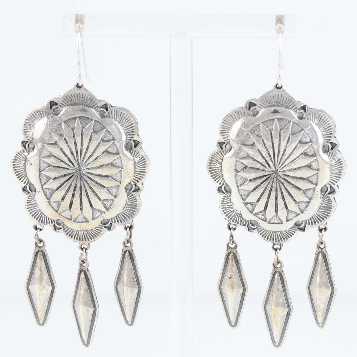 Silver Concho Earrings by Kenneth Johnson