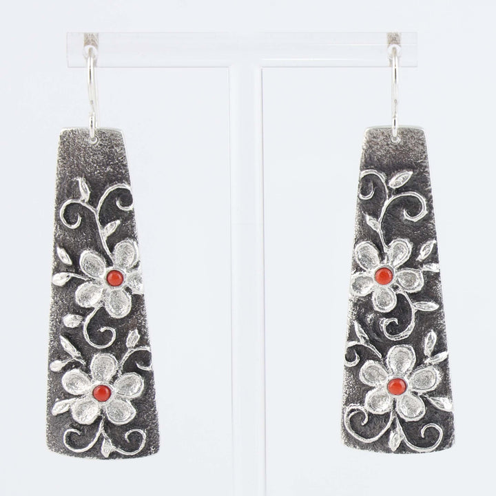 Navajo Coral Flower Earrings