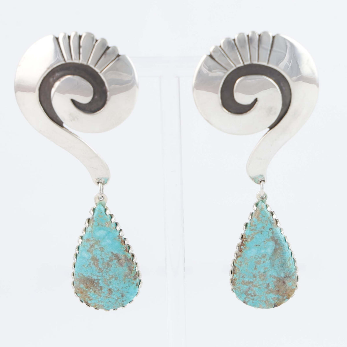 Navajo Number Eight Turquoise Earrings by Debbie Silversmith