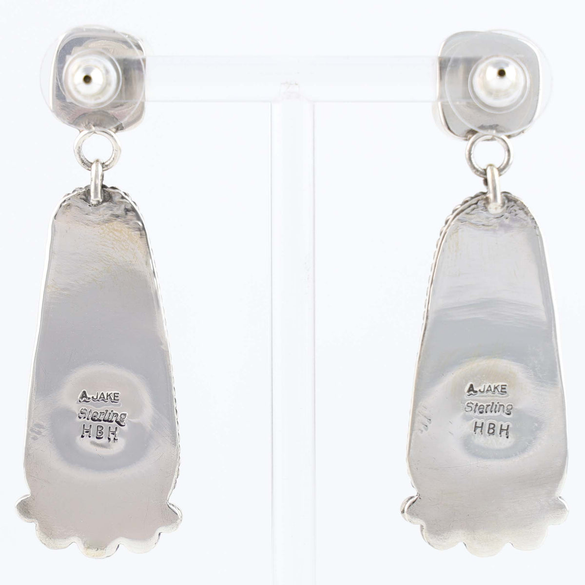 Spiny Oyster and Dinosaur Bone Earrings by Albert Jake and Bruce Eckhardt