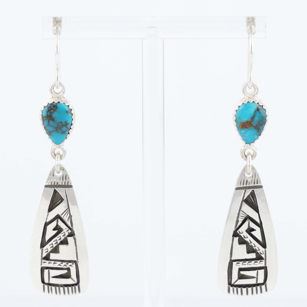 Navajo Red Mountain Turquoise Earrings by Peter Nelson