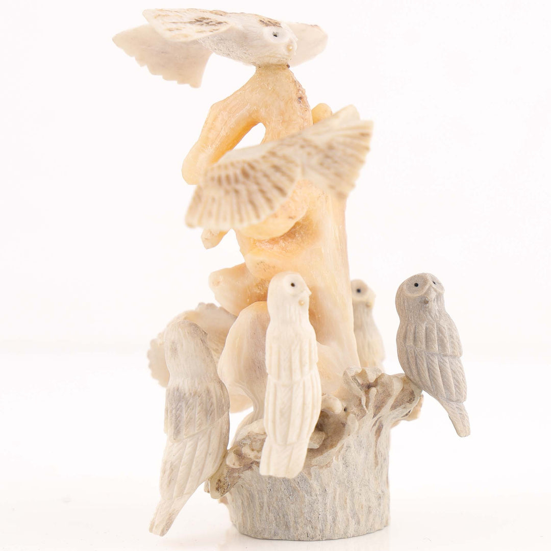 Owl Gathering Antler Carving