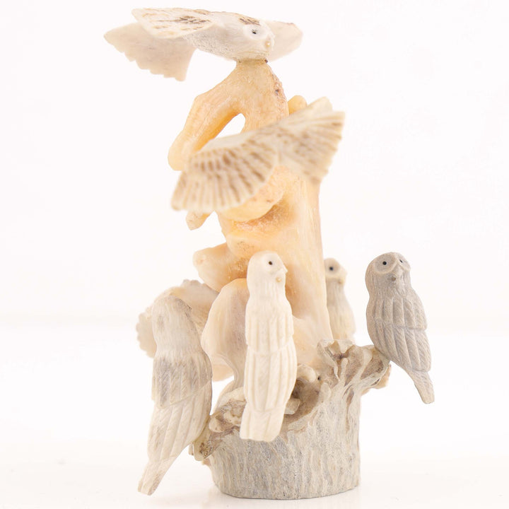 Owl Gathering Antler Carving