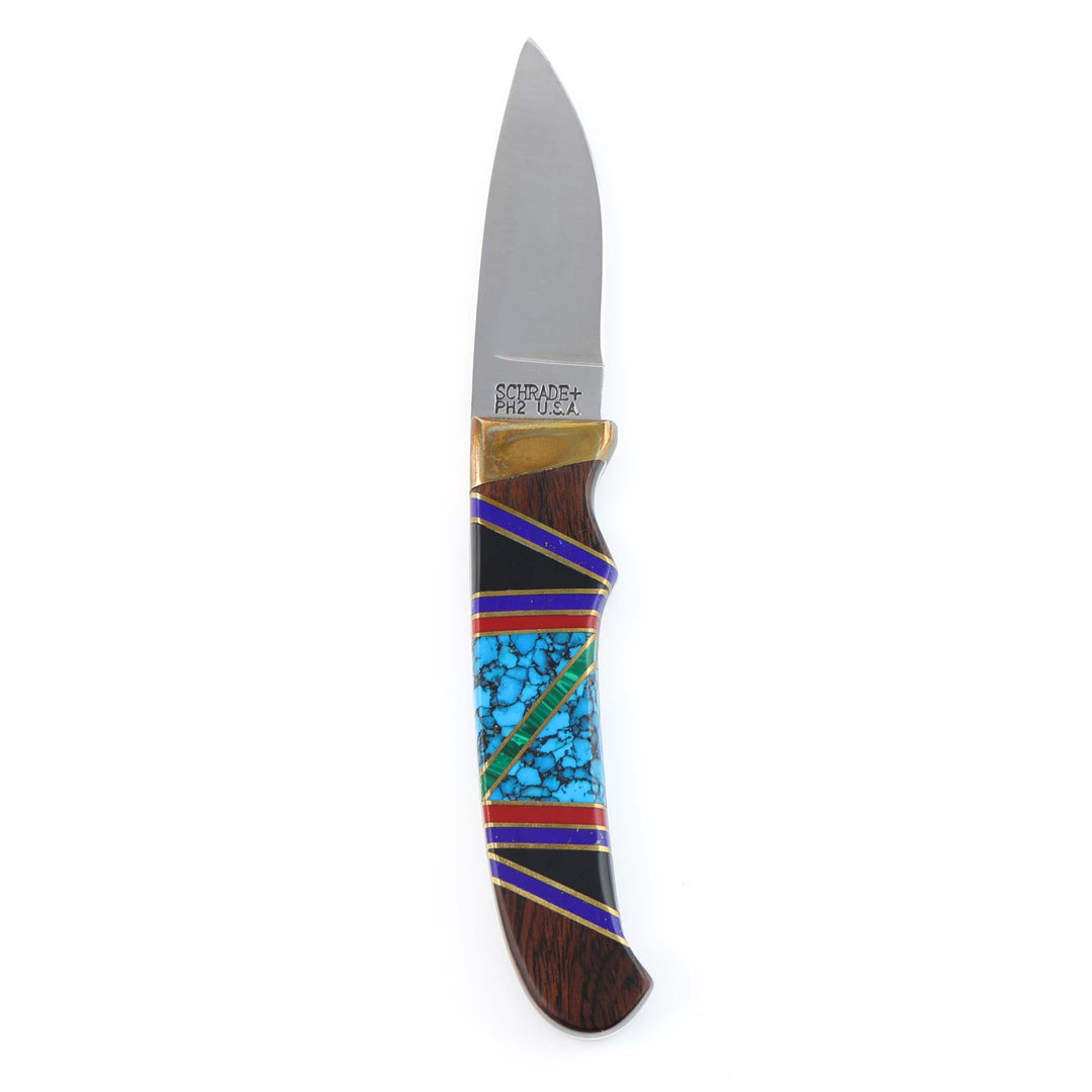 1990s Navajo Inlay Fixed Blade Knife