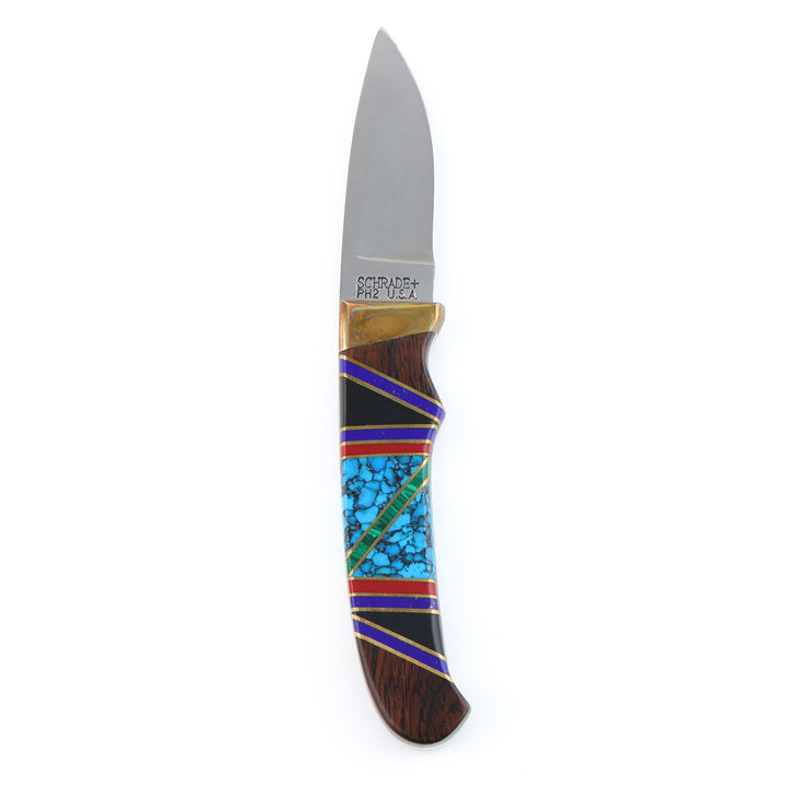 1990s Navajo Inlay Fixed Blade Knife