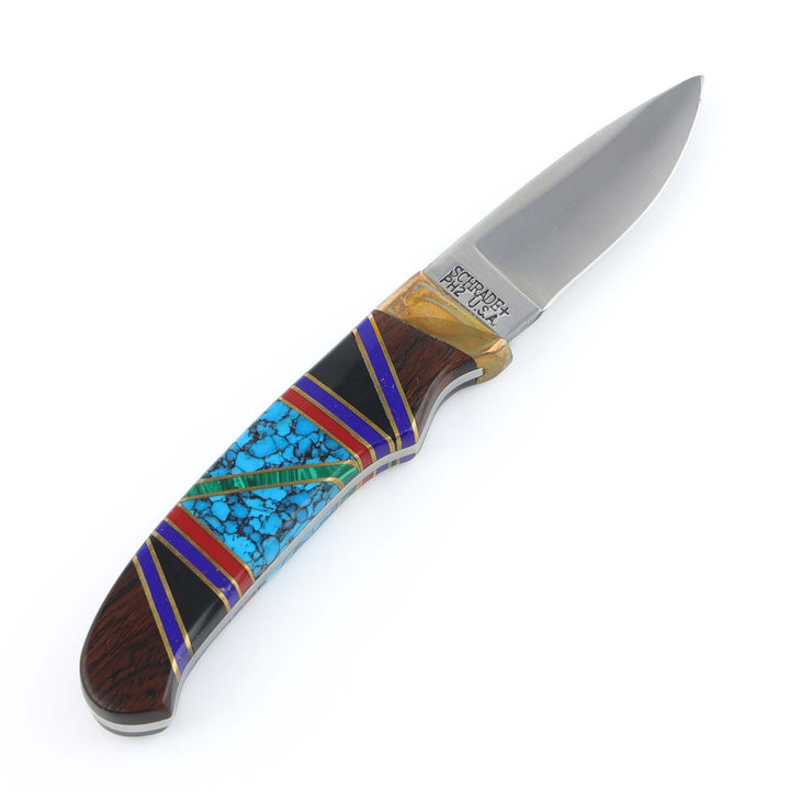 1990s Navajo Inlay Fixed Blade Knife
