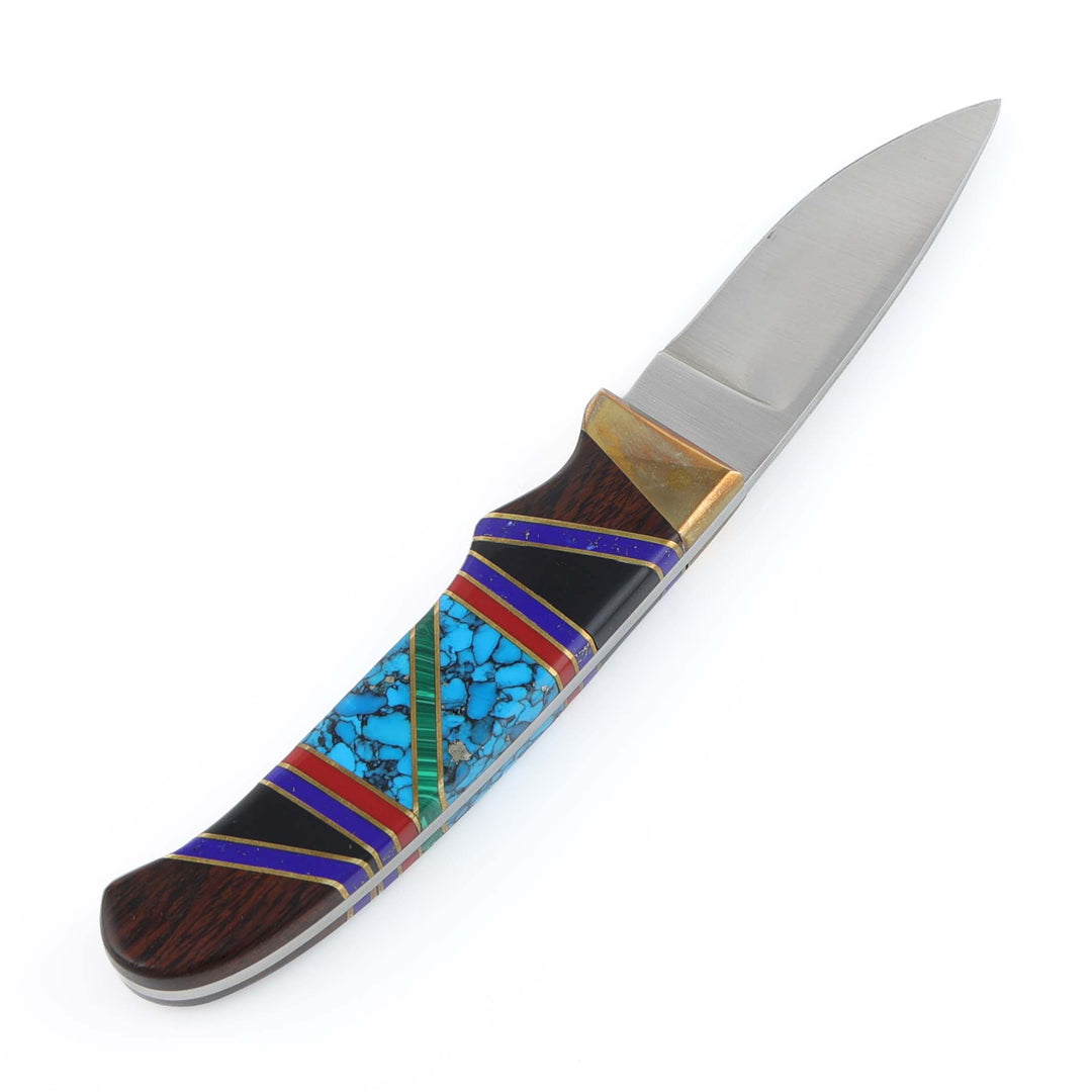 1990s Navajo Inlay Fixed Blade Knife
