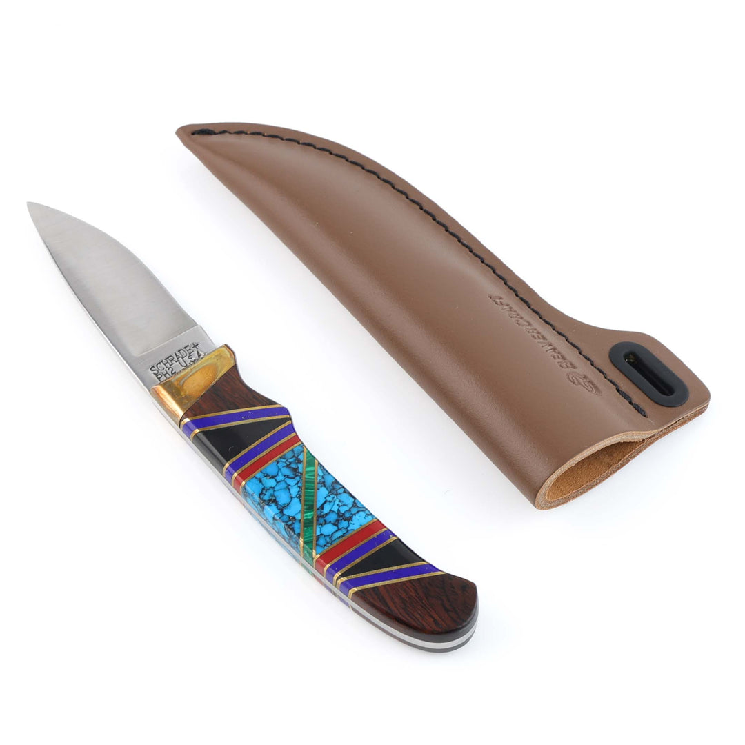 1990s Navajo Inlay Fixed Blade Knife