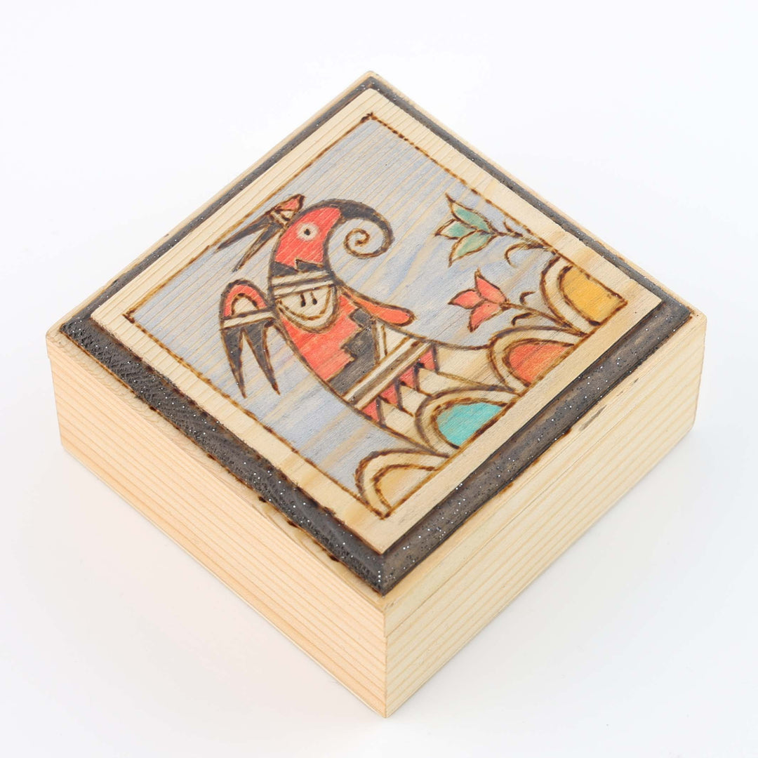 Hopi Prehistoric Parrot Wood Box