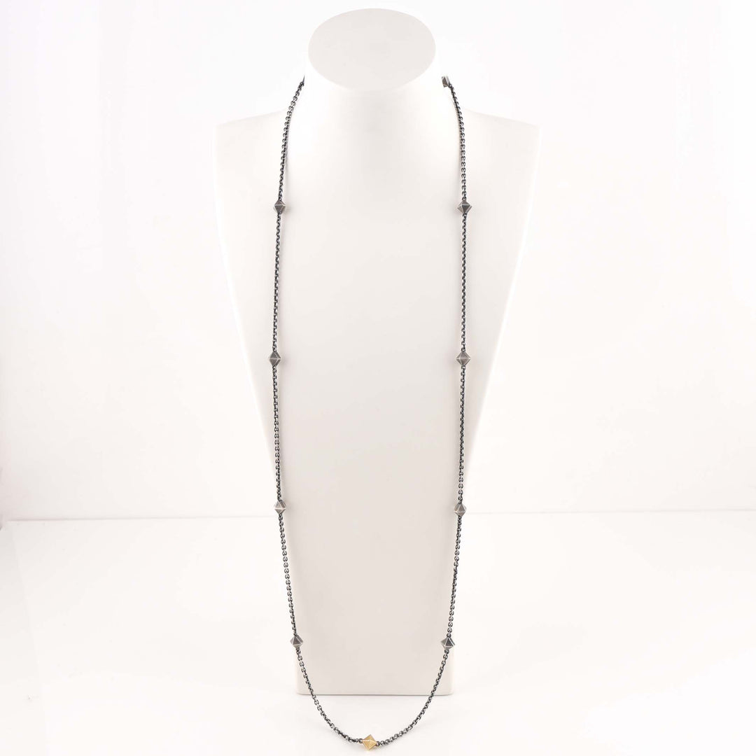 Gold and Silver Pyramid Necklace