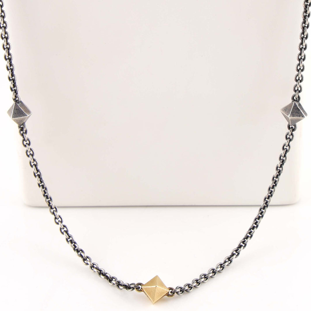 Gold and Silver Pyramid Necklace
