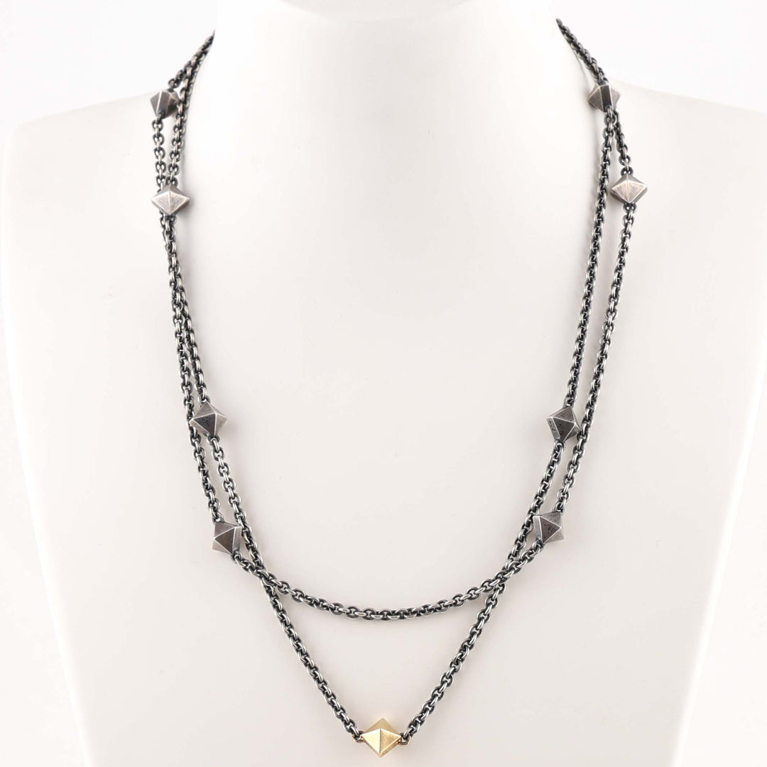 Gold and Silver Pyramid Necklace