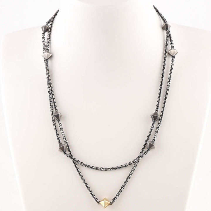 Gold and Silver Pyramid Necklace