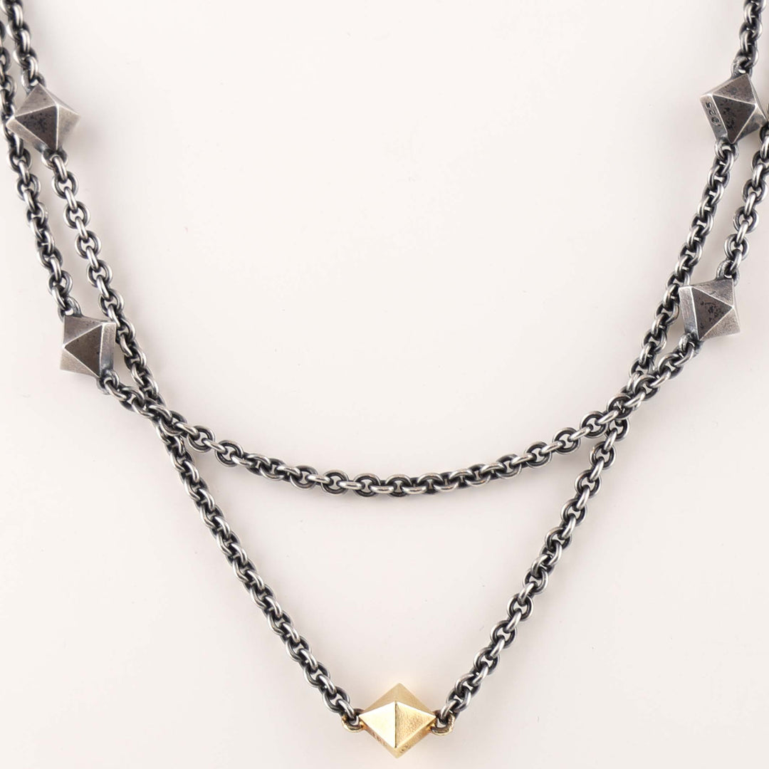 Gold and Silver Pyramid Necklace