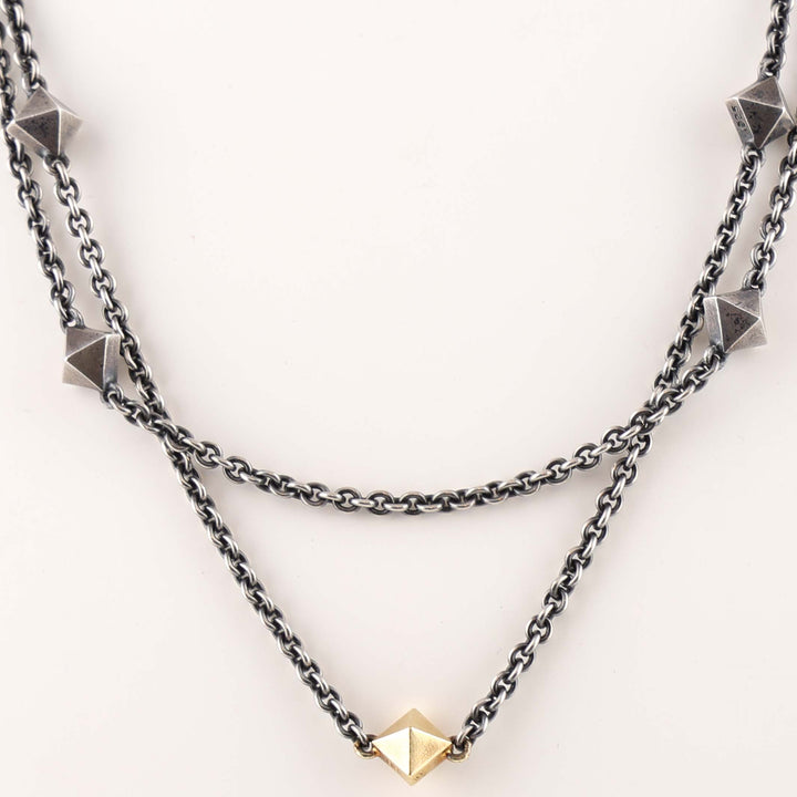 Gold and Silver Pyramid Necklace