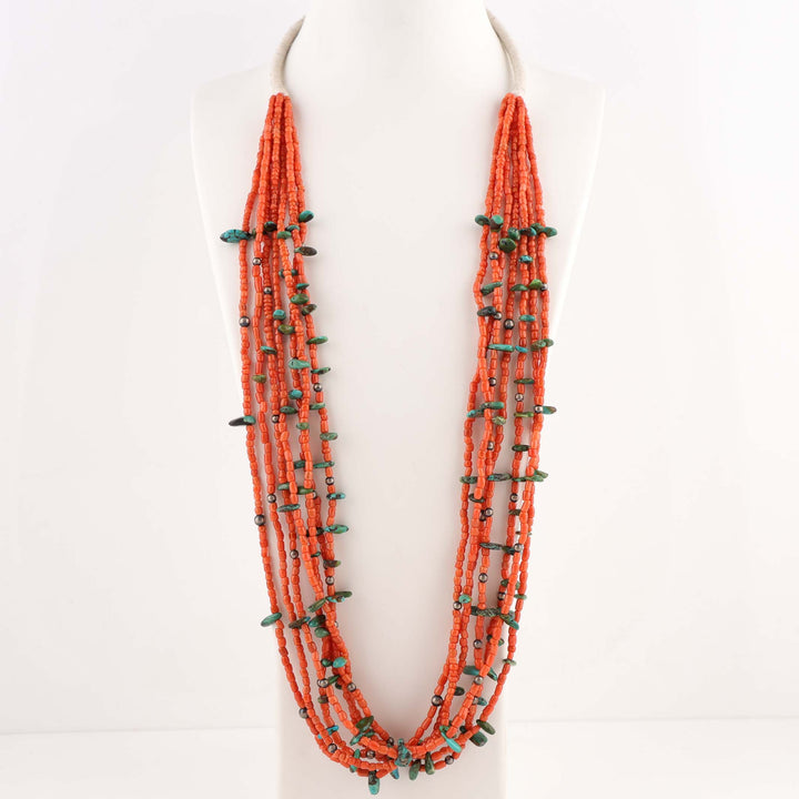 Collier Corail et Turquoise