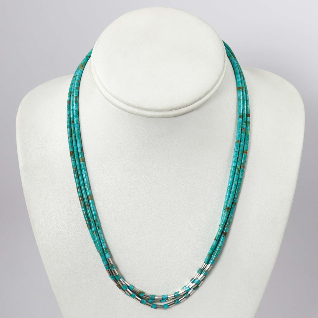 Turquoise and Silver Bead Necklace