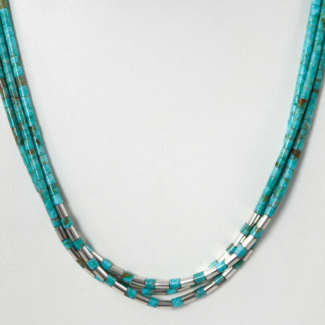 Turquoise and Silver Bead Necklace