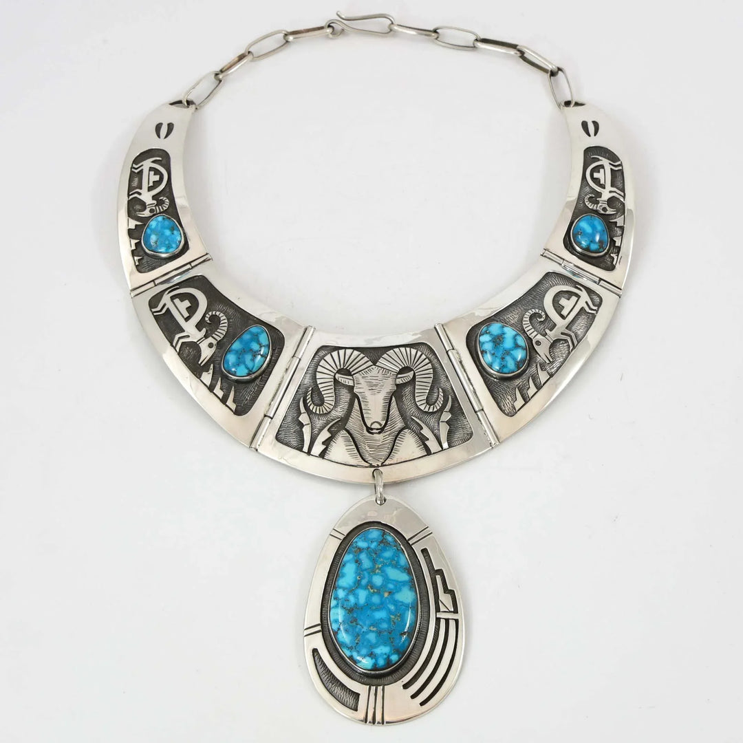 1970s Ram Necklace with Turquoise