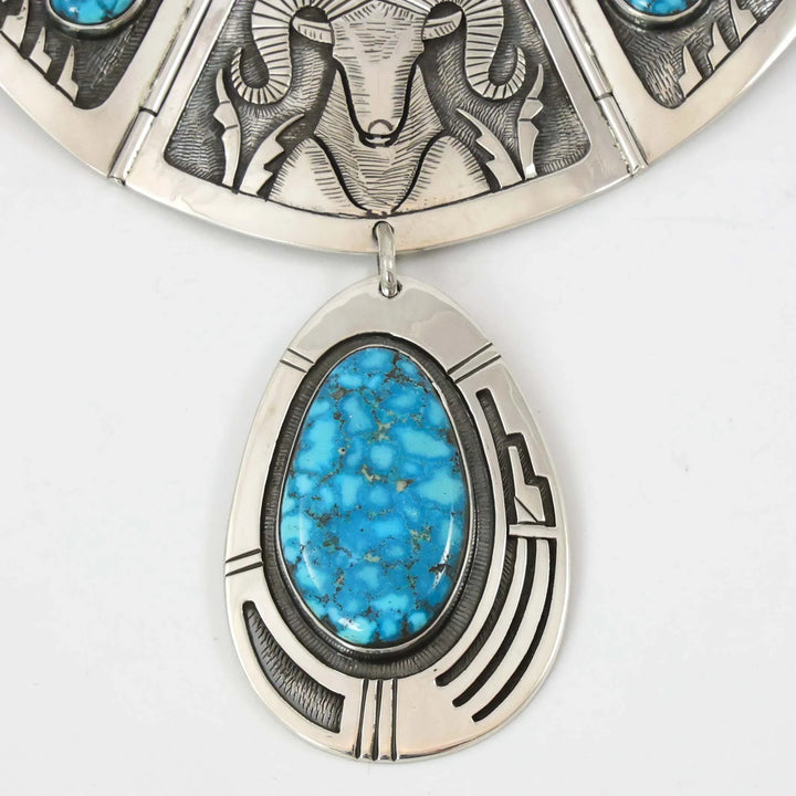 1970s Ram Necklace with Turquoise