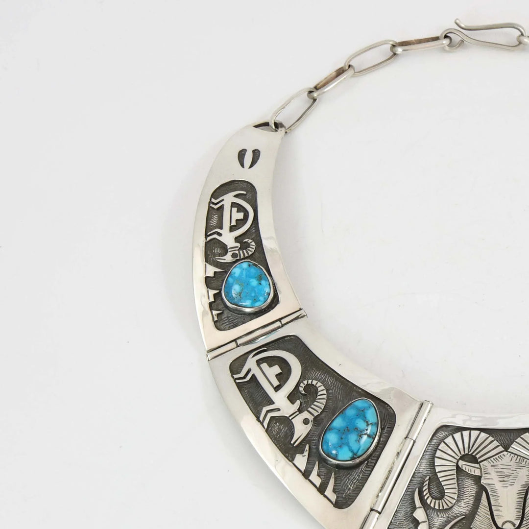 1970s Ram Necklace with Turquoise