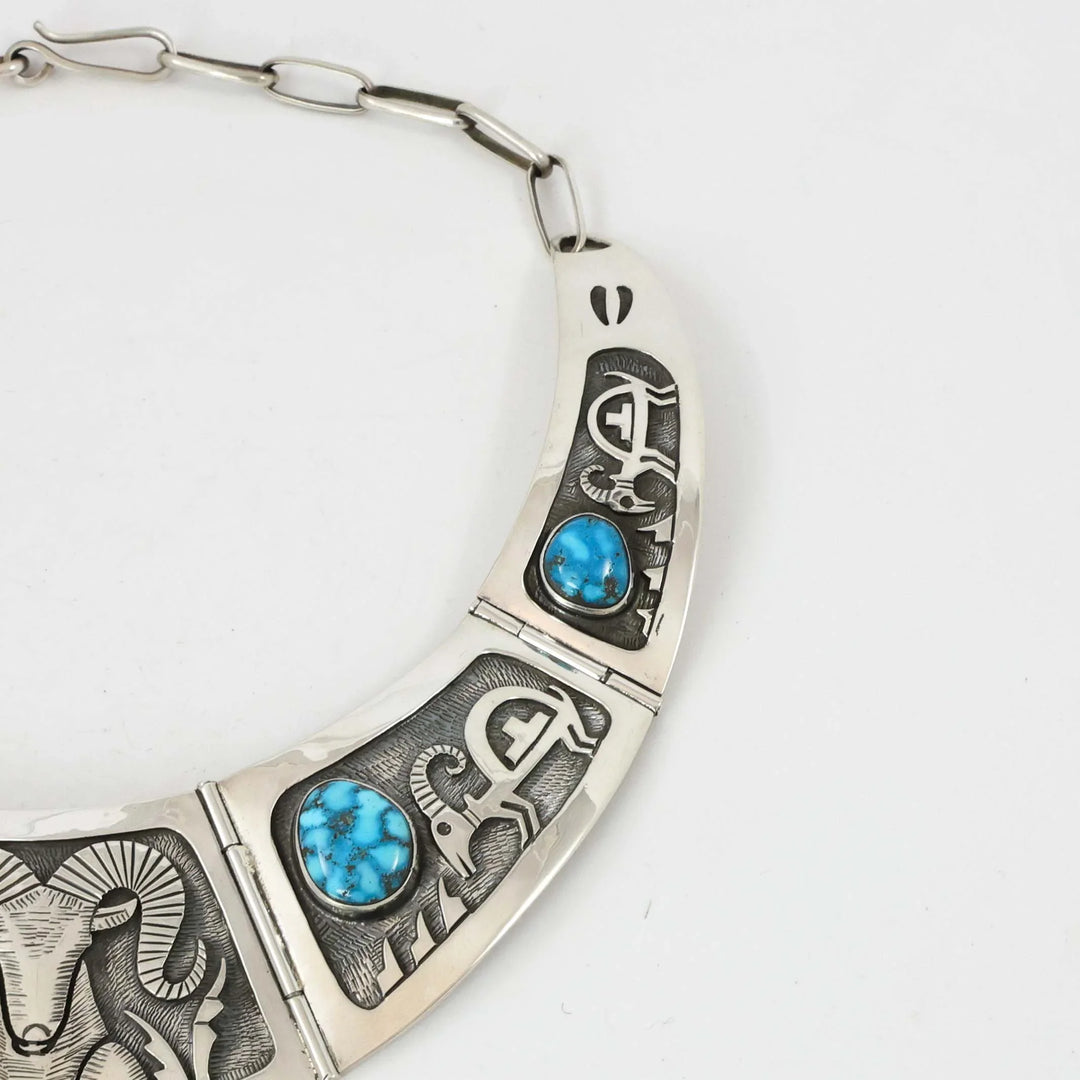 1970s Ram Necklace with Turquoise