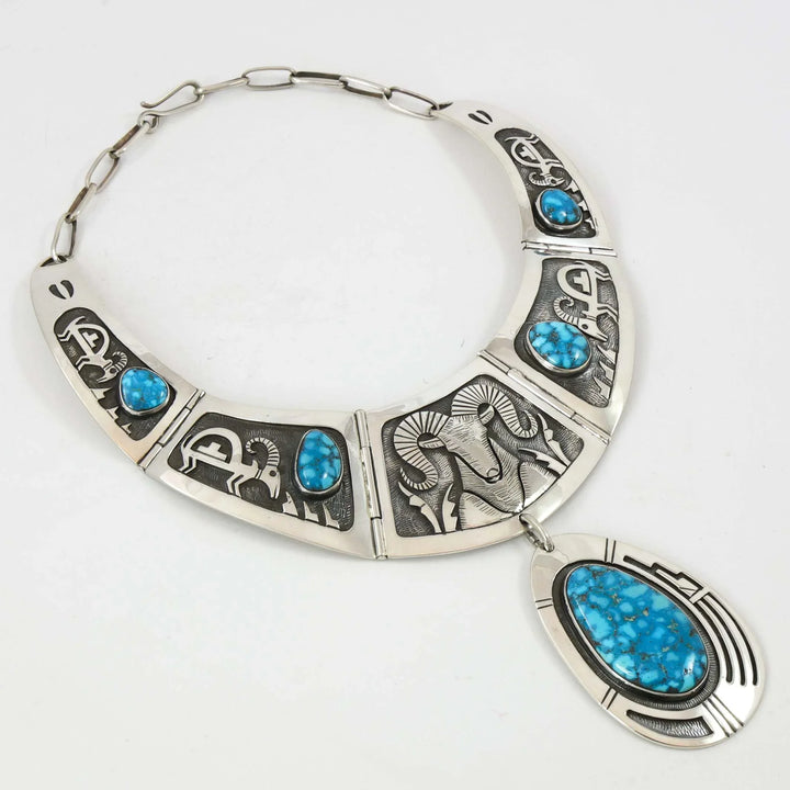 1970s Ram Necklace with Turquoise