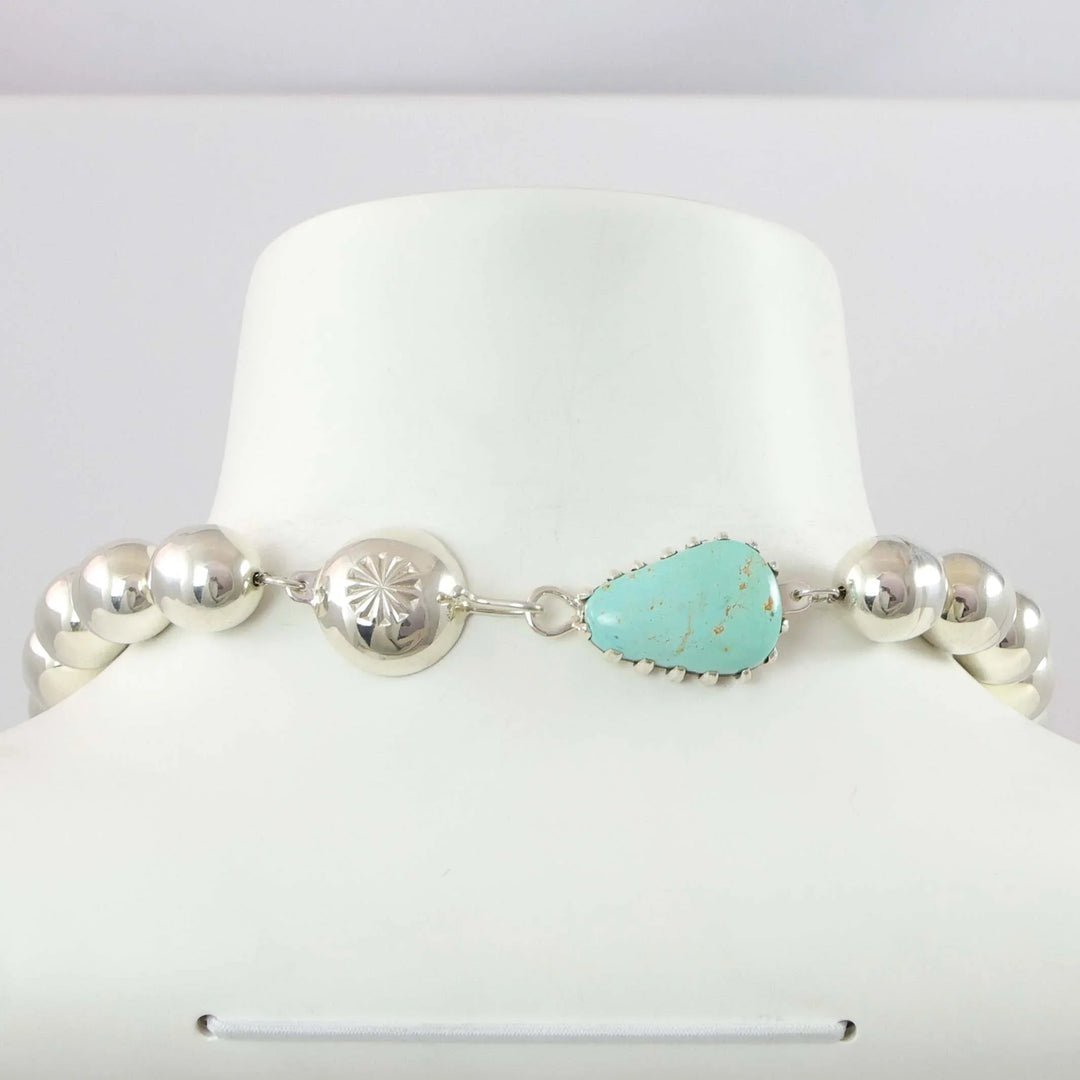 Silver Bead and Turquoise Necklace