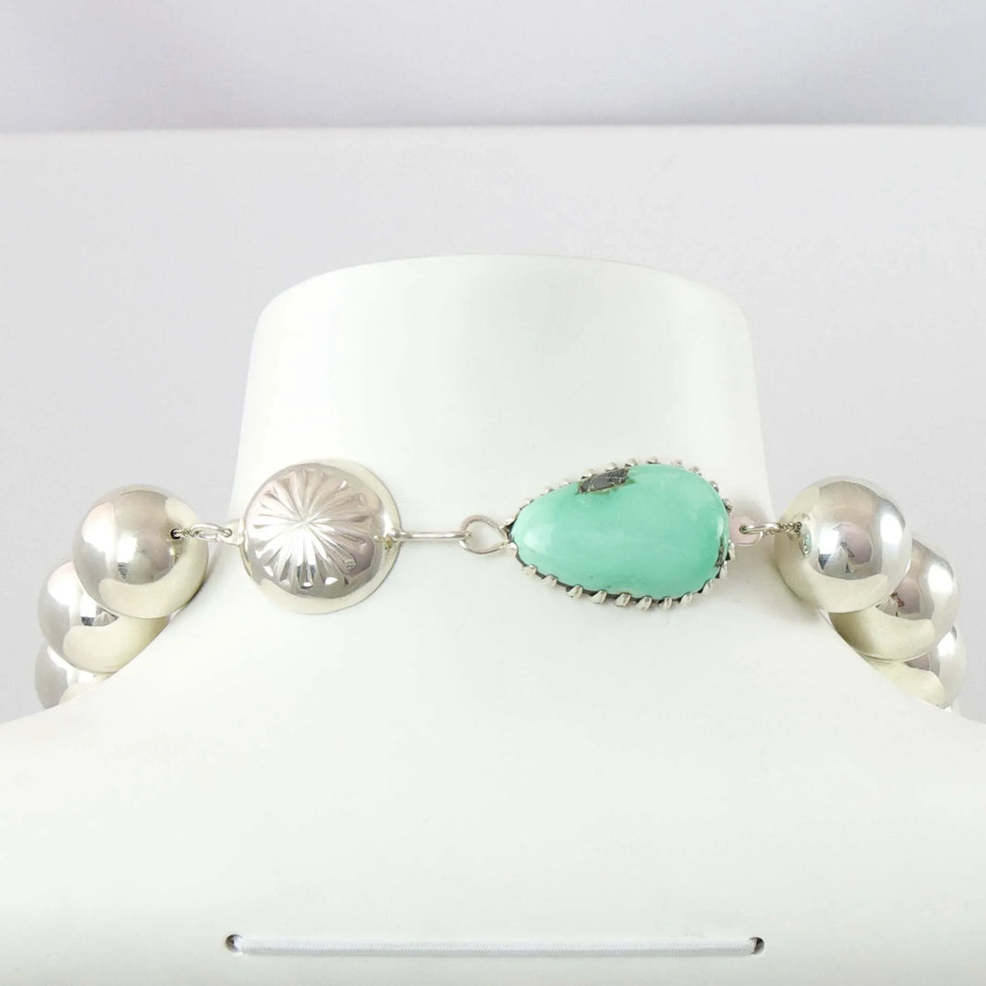 Silver Bead and Variscite Necklace