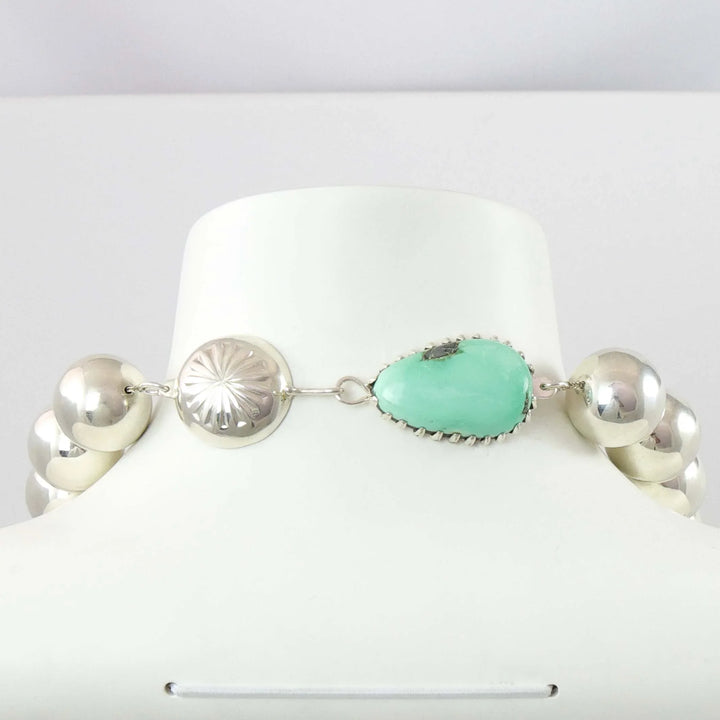 Silver Bead and Variscite Necklace