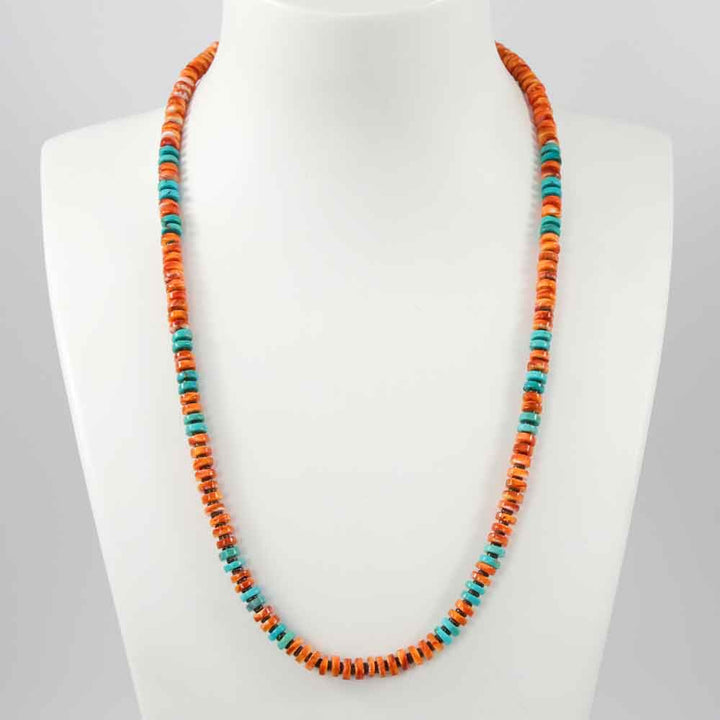Spiny Oyster and Turquoise Necklace