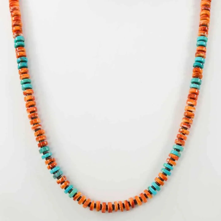 Spiny Oyster and Turquoise Necklace