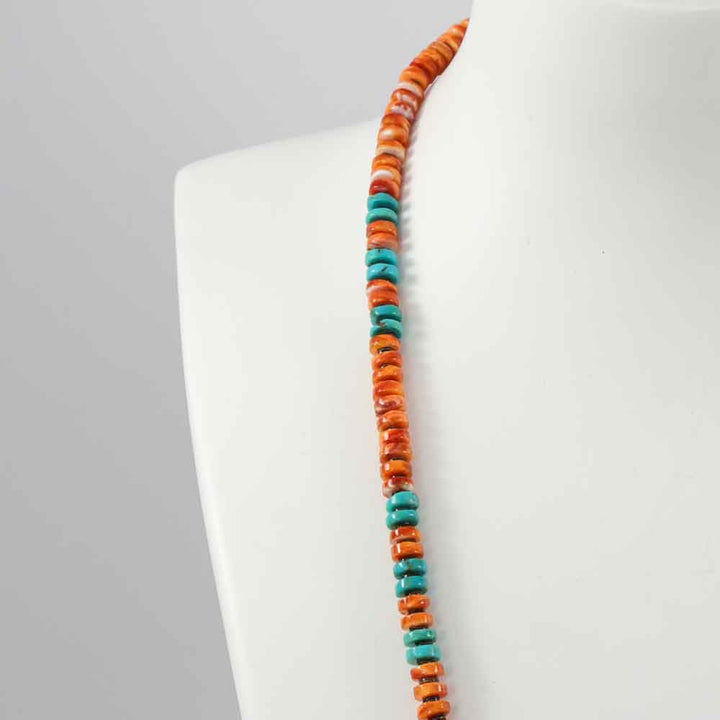 Spiny Oyster and Turquoise Necklace