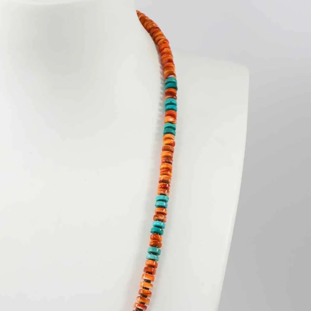 Spiny Oyster and Turquoise Necklace