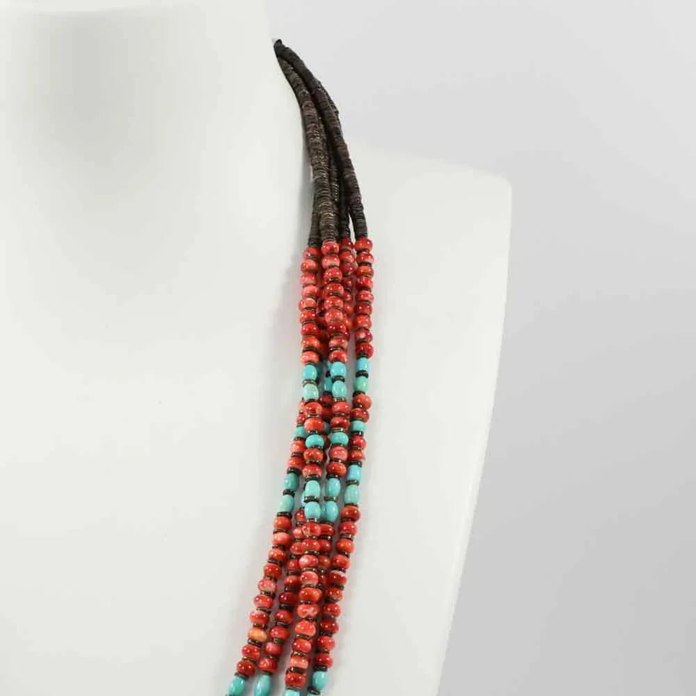 Spiny Oyster and Turquoise Necklace