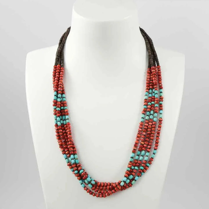 Spiny Oyster and Turquoise Necklace