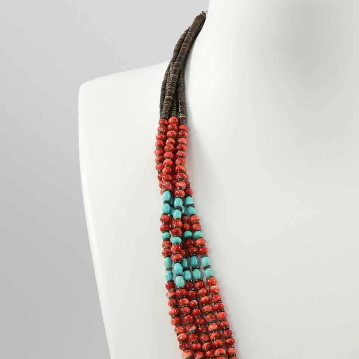 Spiny Oyster and Turquoise Necklace