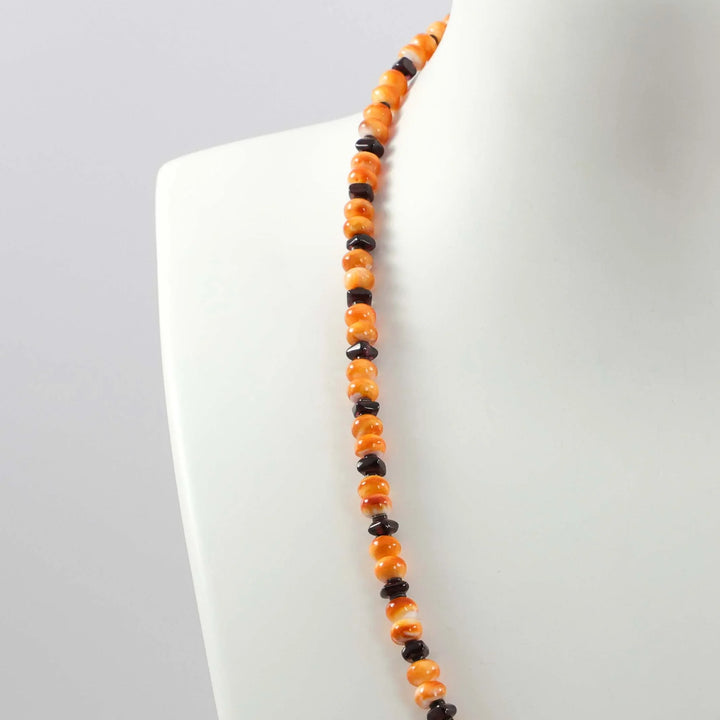 Spiny Oyster Shell and Garnet Necklace