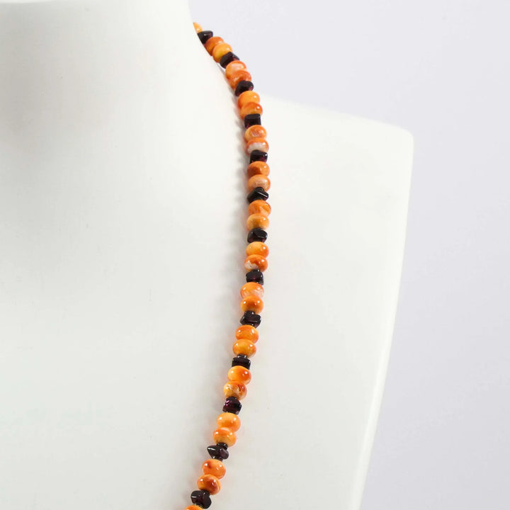 Spiny Oyster Shell and Garnet Necklace