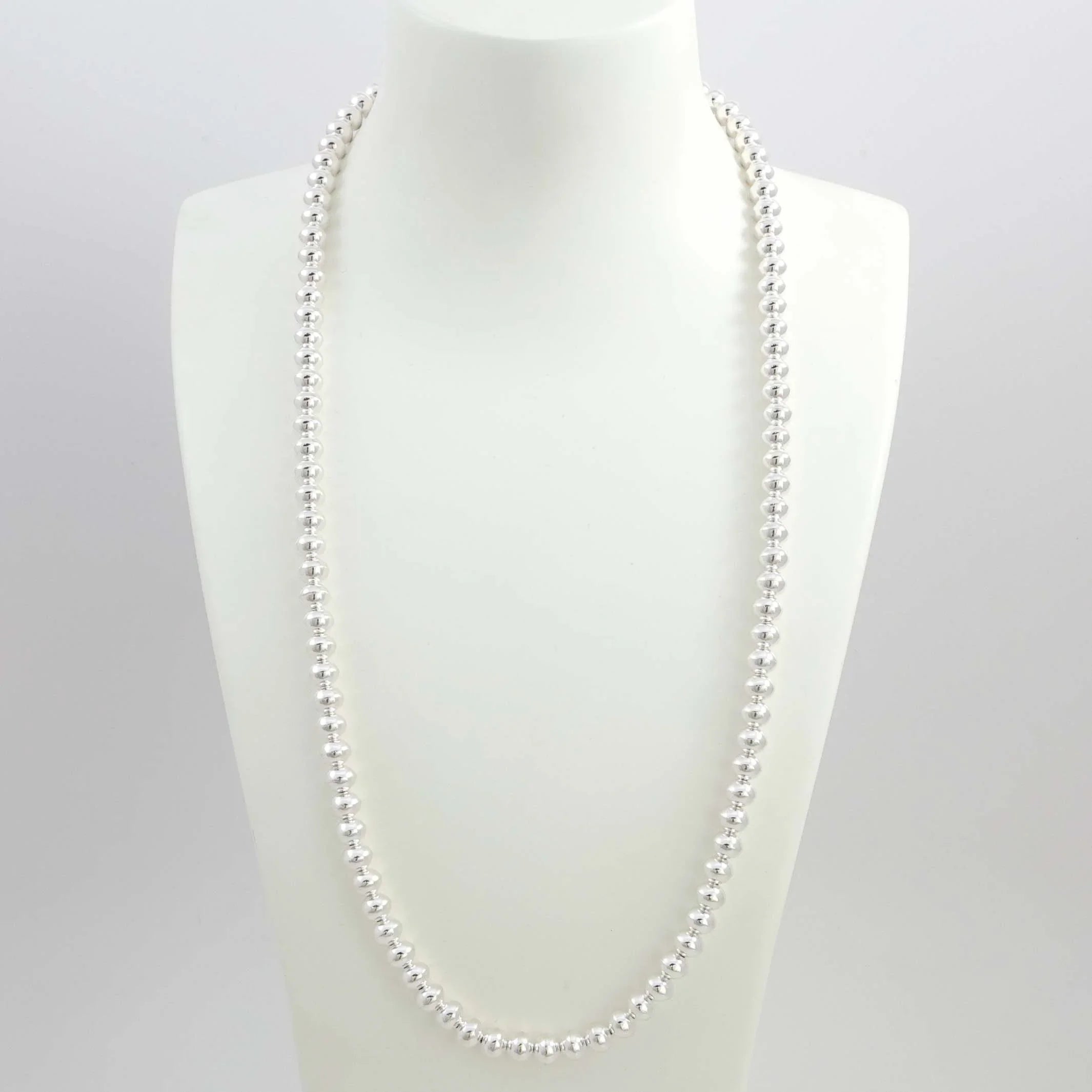 ナバホ ビーズ パール シルバー silver925 ネックレス 燻銀 46cm ☯SHO♡様】シルバービーズネックレス ナバホ ビーズ パール シルバー